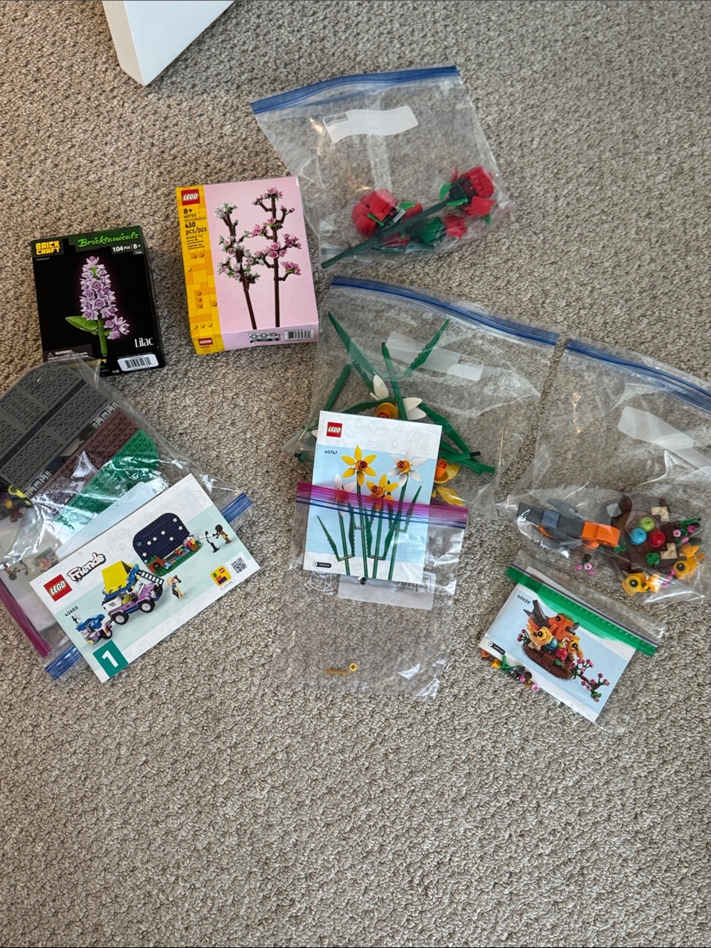 Multiple Lego Sets - Flowers, Lego Friends, Birds - 6 separate sets